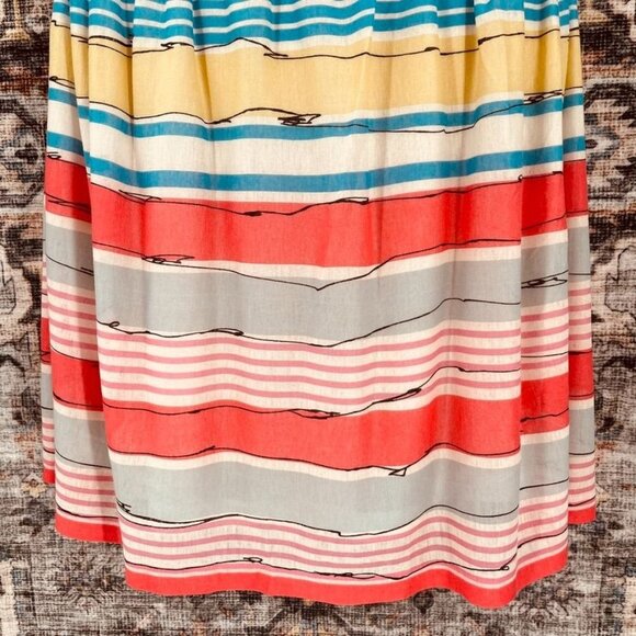 MNG by Mango Stripe Mini Sun Dress Size L Elastic Waist Lined - Picture 5 of 11